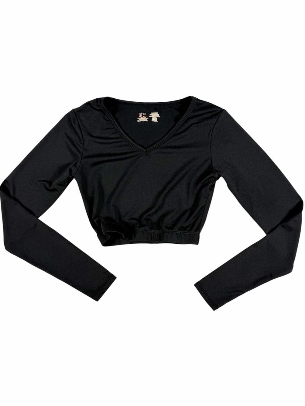 Cheerleading.com Black Long Sleeve Crop Top Adult Size Extra Small